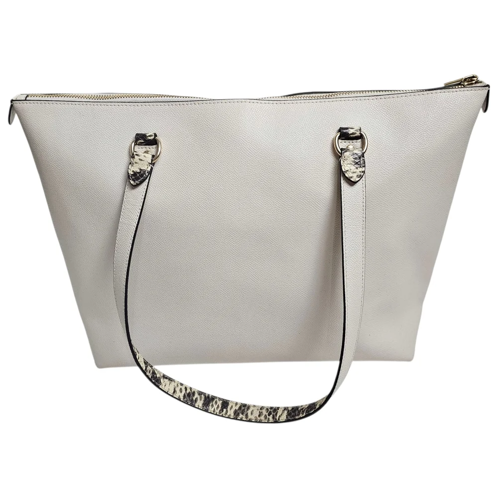Coach Gallery Tote in White Crossgrain Leather Snake Embossed Details Bag Purse - Picture 2 of 10